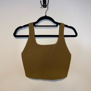 BABATON ARITZIA Sculpt Knit Tank Cropped Ribbed Brown Mustard Camel M Festival